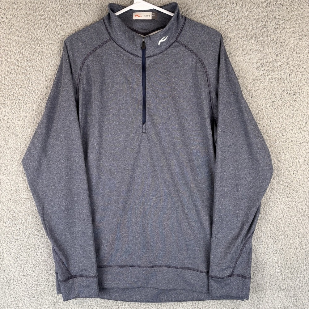 KJUS Pullover Shirt Mens Large Heather Navy Keano Half Zip Performance‎